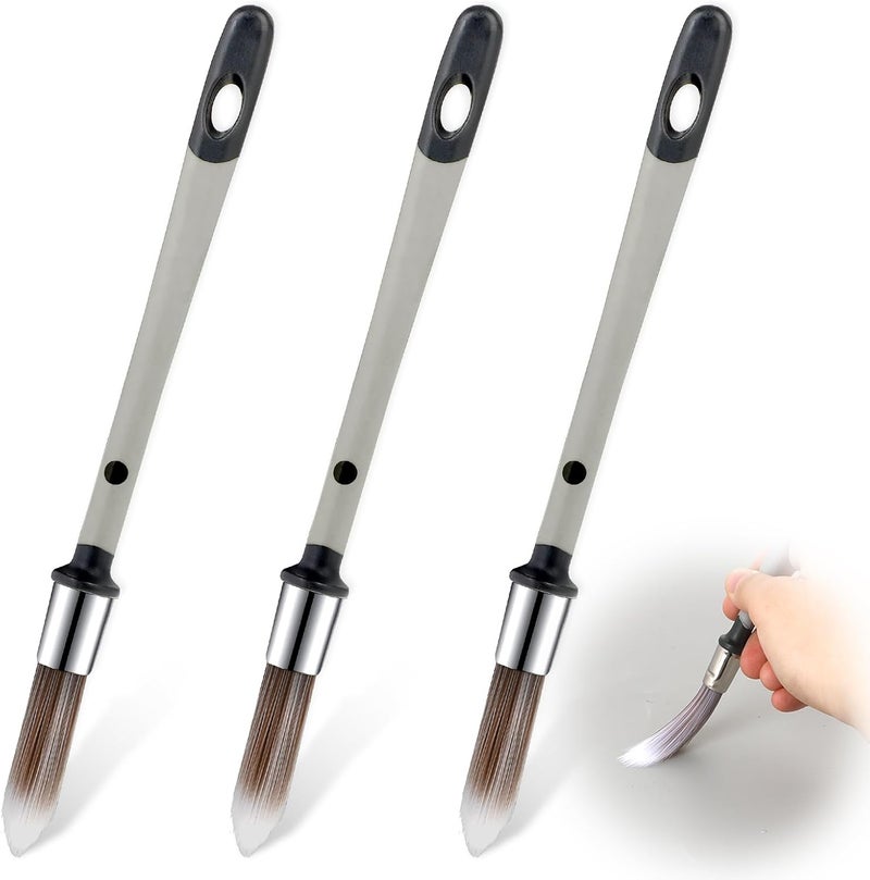 salbsever 3 Pcs Paint Brushes for Painting Walls 0.37 Inch Small Paint Brush, Trim Paint Brushes Edge Painting Tool for Baseboards Furniture House Wall Corners Detail Paint Edger Brush and Touch Up Painting - Image 2